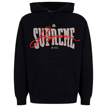 Sudadera Con Capucha Supreme Embroide Chenilles Negras | Supreme 108KI